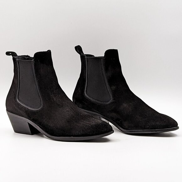 Thursday Boot Duchess Distressed Black Suede Western Boots Size 9.5 - Picture 1 of 8